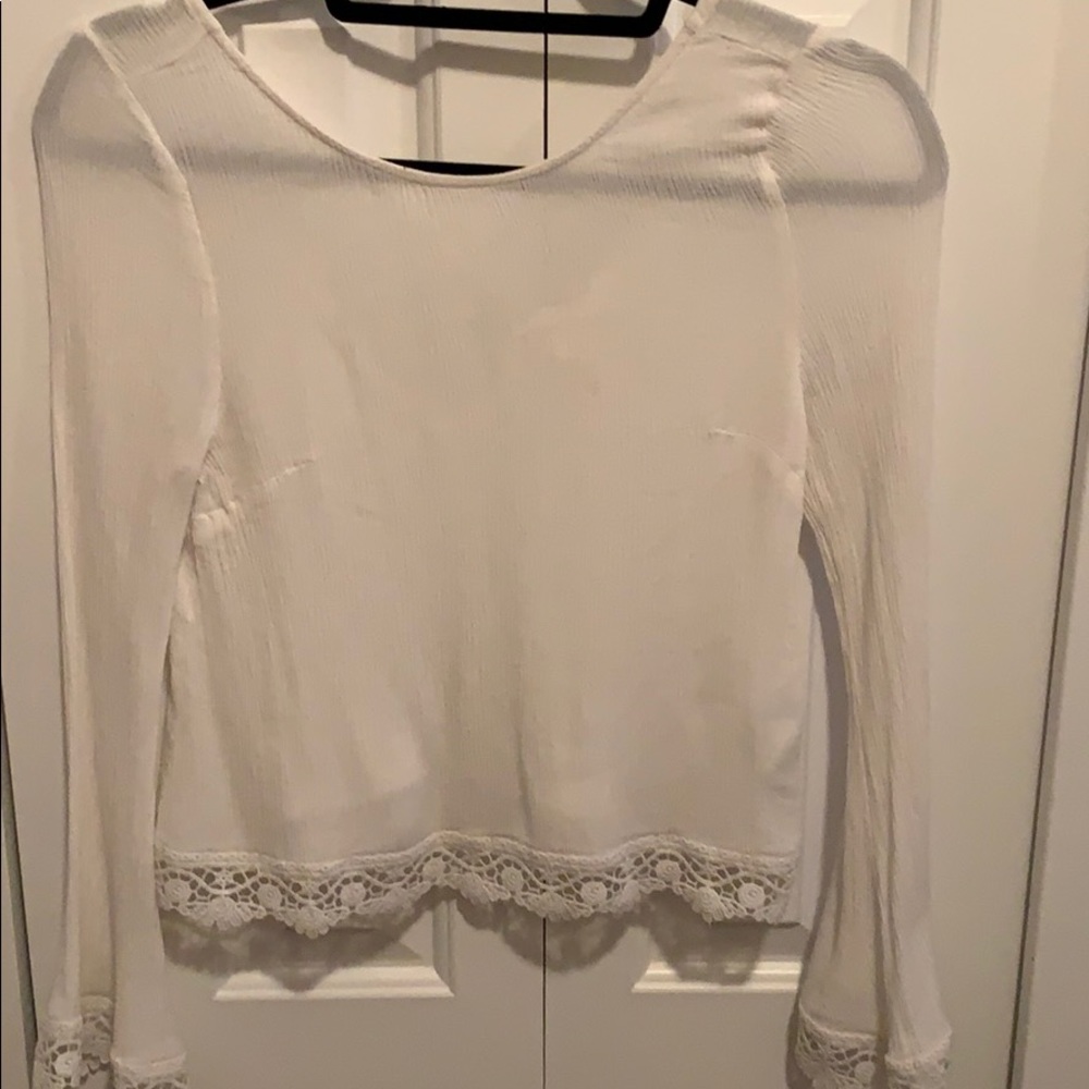 H&M white lace shirt.  open back.  size 2